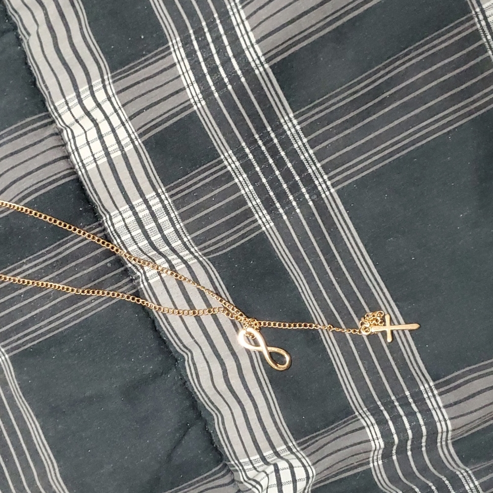 925 Rose Gold Cross & Love Knot 16 To 18 Inches - Picture 2 of 4